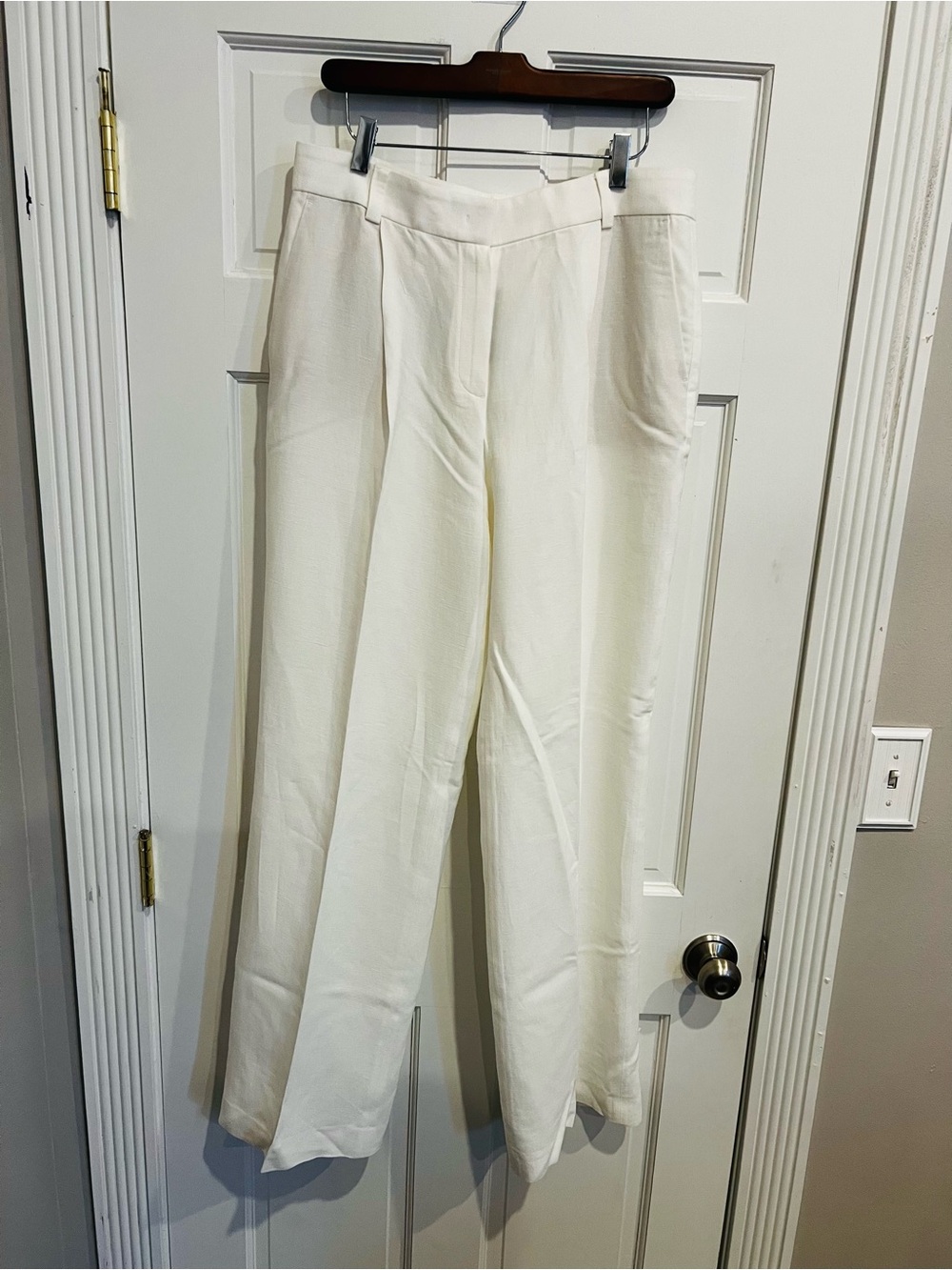 Massimo Dutti Join Life Linen Blend White Cream Trousers NWT XL